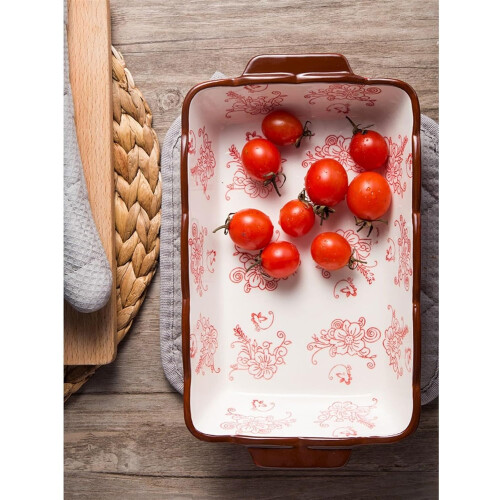 Ceramic Baking Dish 500ml Rectangular with Handles, Oven Safe Tray for Cheese and Home Cooking 2