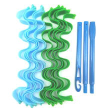 Gjenbrukbare spiralkrøller, ingen varmeskader for kvinner og jenter, medium kort hår, lager strandbølget krøllete hår med stylingkroker (30 cm /