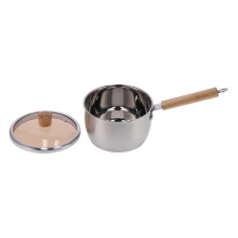Cookware Set with High Quality Non Stick Wooden Spoons Engraved Decorative Utensils Stainless Steel Pot with Tempered Glass Lid Impact Bonded Base