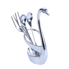 Creative Design Tableware Set, Elegant Swan Base Holder with Stainless Steel Spoons & Forks, High-Quality Dinnerware for Home Cafes Bars Restaurants,