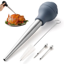 Turkey Baster with Cleaning Brush, Food Grade Meat Marinade Injector for Precise Flavor Infusion, Blue