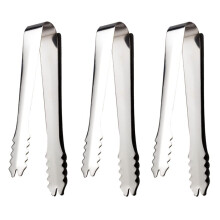 Stainless Steel Ice Tongs and Mini Sugar Cube Tongs, NonSlip Grip, Silver, Set of 3