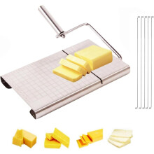 Cheese Slicer with Precision Scale, Stainless Steel Wire Cutter and Cutting Board, 5 Spare Wires