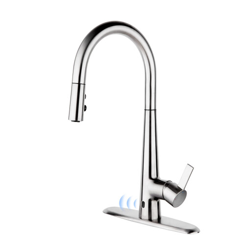 Touchless Kitchen Faucet with Pull Down Sprayer, Motion Sensor, 360 Swivel, Brass Finish
