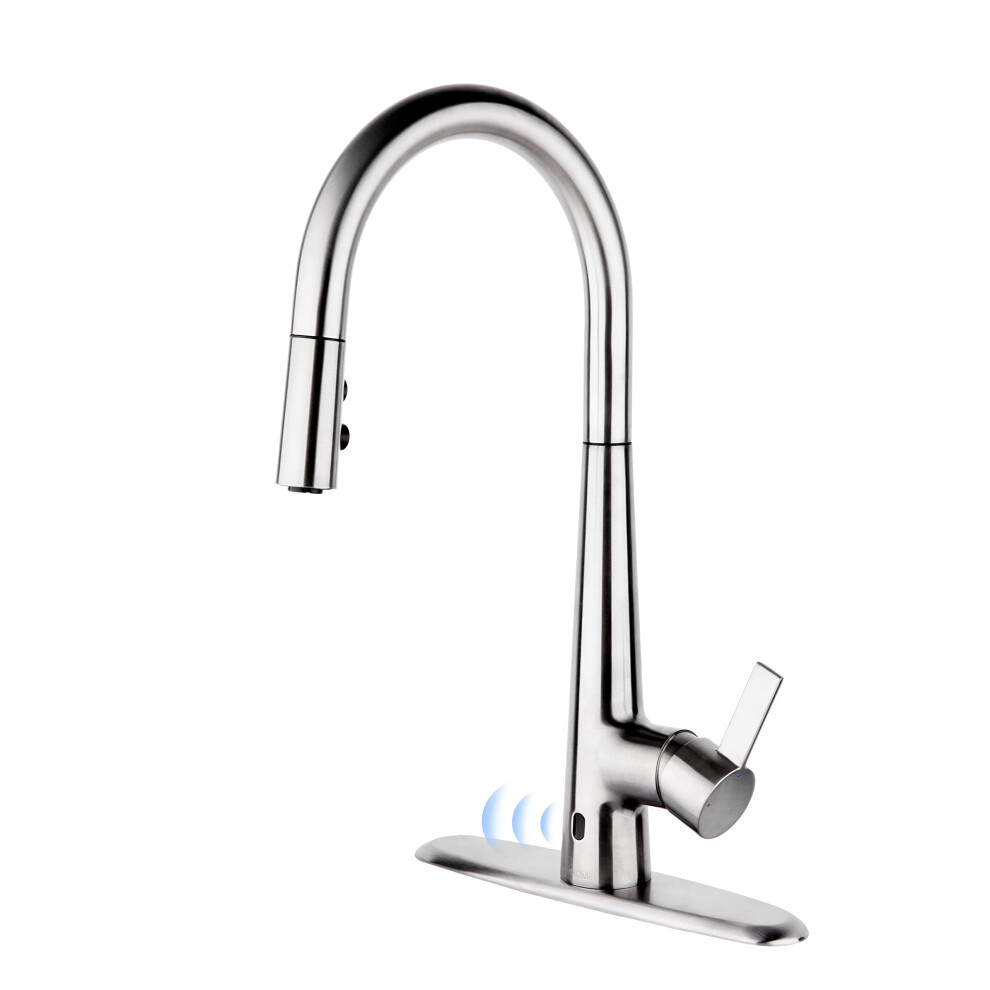 Touchless Kitchen Faucet With Pull Down Sprayer, Motion Sensor, 360 Swivel, Brass Finish 9094768974421