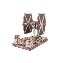 3D-malli - UGEARS - TIE-hävittäjä - Moottoroitu vaneri (paristo/USB) - Magneettinen jalusta - 400 osaa