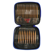 Bamboo Interchangeable Circular Knitting Needles, Gold Edition, 13 Piece Set for Crafting Projects, Needle Gauge, Love Stitch Marker, Grip Pads