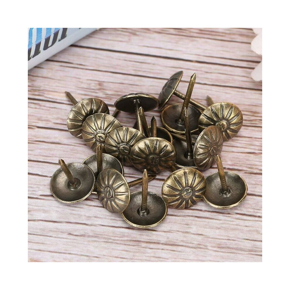 Vintage Thumb Tack For Wooden Handicraft, Charming Upholstery Nails Enhancing Furniture Decoration, Daisy Pattern Flower-Pattern Head Nails In Antique 9499224867758