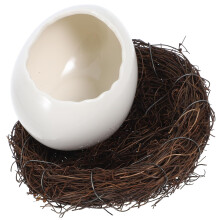 Ceramic Eggshell Dessert Bowl with Nest Design, Durable Porcelain Salad Bowl for Parties and Restaurants