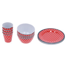 Melamin-Geschirr mit Polka-Dot-Muster, dekorative Servierteller, robust und langlebig, bruchfest, Salatteller, strapazierfähiges Dessert- und
