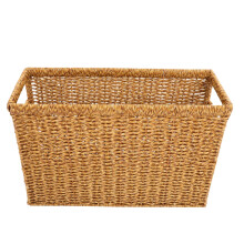 Rattan Magazine Holder Handwoven Wicker Storage Basket with Handle Rustic Tall Design for Home