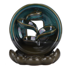 Håndlaget røkelsesbrenner keramisk tilbakestrømningsfoss røkelsesholder aromaterapi ornament for meditasjonsromdekor naturlige planteingredienser