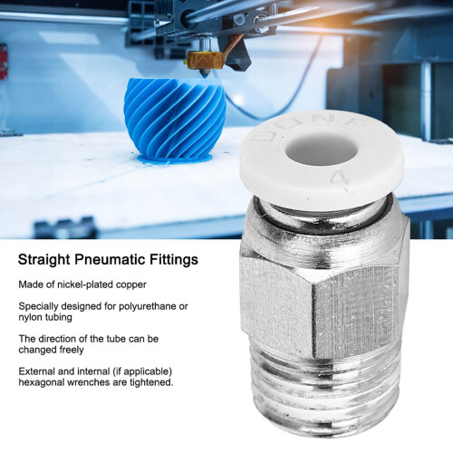 Silver M10 Thread PC4?01 Straight Pneumatic Fittings for 3D Printers 2