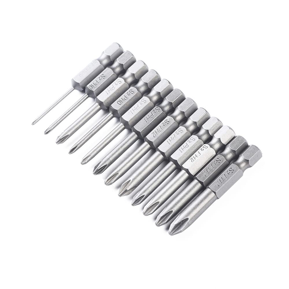 12 Piece 50Mm Magnetic Phillips Screwdriver Bit Set 1/4 Inch Hex Shank Quickchange 9199774733885
