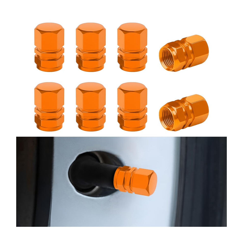 Car Tire Valve Caps 8Pcs Aluminum Alloy Hexagon Leakproof Rustresistant For Suv Bike Orange 9187378968321