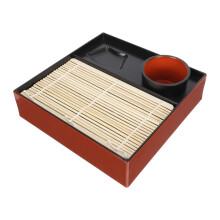 Japanese Soba Noodle Plate Set with Tray and Mat, Authentic Japanese Style, Reusable Durable Design