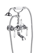 Wall Mounted Bathtub Faucet Set with Shower Chrome Finish Brass CorrosionResistant Easy Install