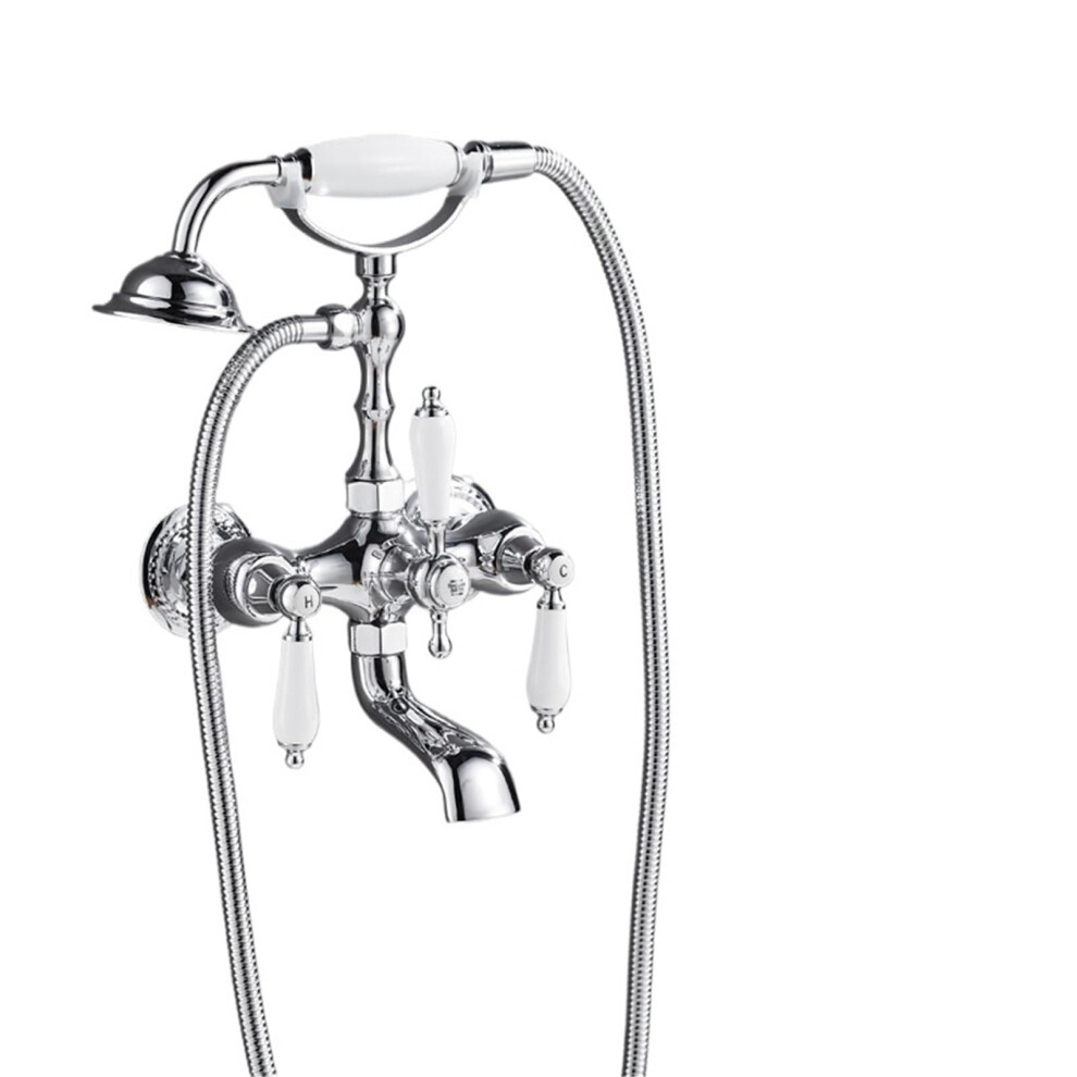 Wall Mounted Bathtub Faucet Set With Shower Chrome Finish Brass Corrosionresistant Easy Install 9094768977309