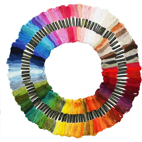 Rainbow Color Embroidery Floss, Smooth Durable for Cross Stitch Thread, Flexible, Polyester Base, Color Coded, Ideal for DIY Projects