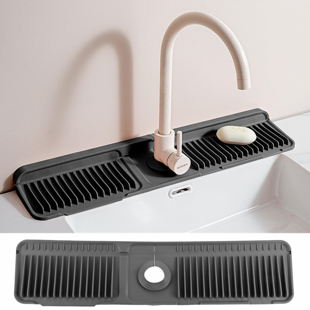 Sink Splash Guard Silicone Faucet Drip Catcher Tray, 24' Selfdraining Mat For Kitchen And Bathroom 9199774734776