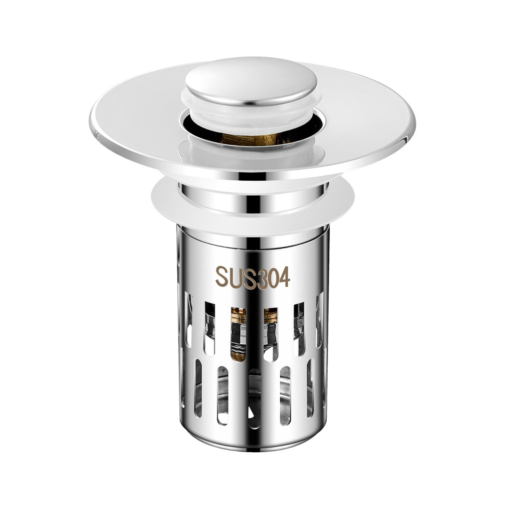 Bathroom Sink Drain Stopper With Hair Catcher, Universal Pop Up Strainer Brass Core 2 In 1 Anticlog 9199774735568
