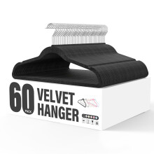 Velvet Hangers 60 Pack Black, NonSlip Clothes Hangers with 360 Swivel Hook SpaceSaving Design