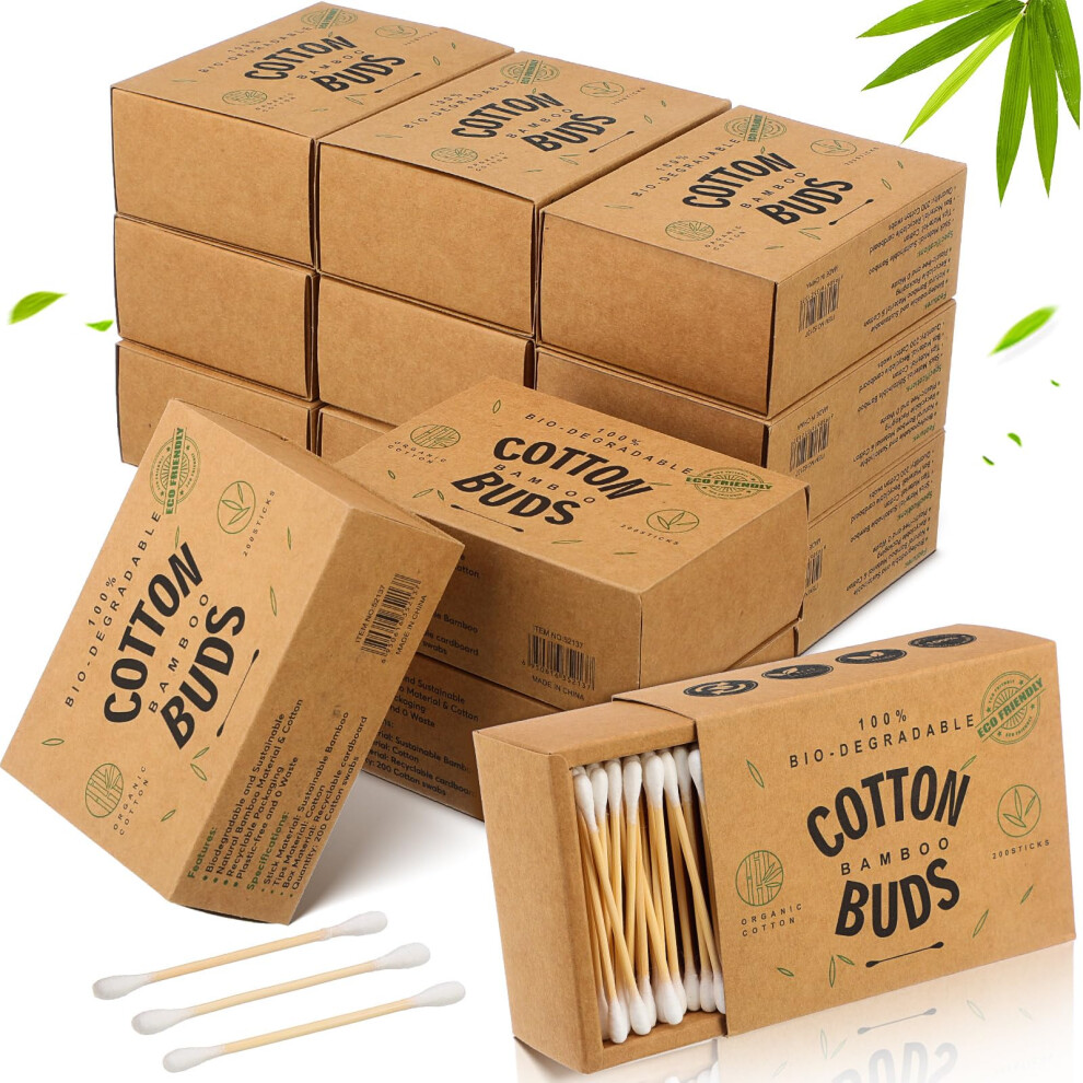 2400 Count DoubleTipped Bamboo Cotton Swabs Bulk EcoFriendly Cotton Buds for Ear Cleaning and Makeup