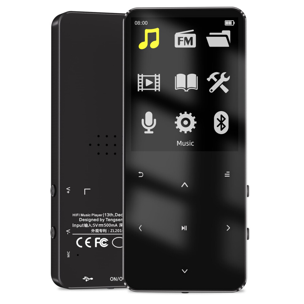 Bluetooth Mp3 Player With Speaker Hifi Lossless Sound Fm Radio Recorder 128Gb Expandable 64Gb Black 9199774736299