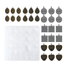 Schmuckfassungsset für Fotoschmuck, einfach zu montierendes DIY-Bastelset für Fotoschmuck mit robustem Silikoneinsatz und stabilem