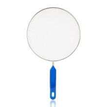 Splatter Screen for Frying Pan 8 Inch Stainless Steel Grease Guard with Long Handle Blue