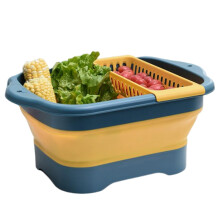 Collapsible Washing Basin with BuiltIn Drain Plug and Strainer for Kitchen, Camping and Laundry
