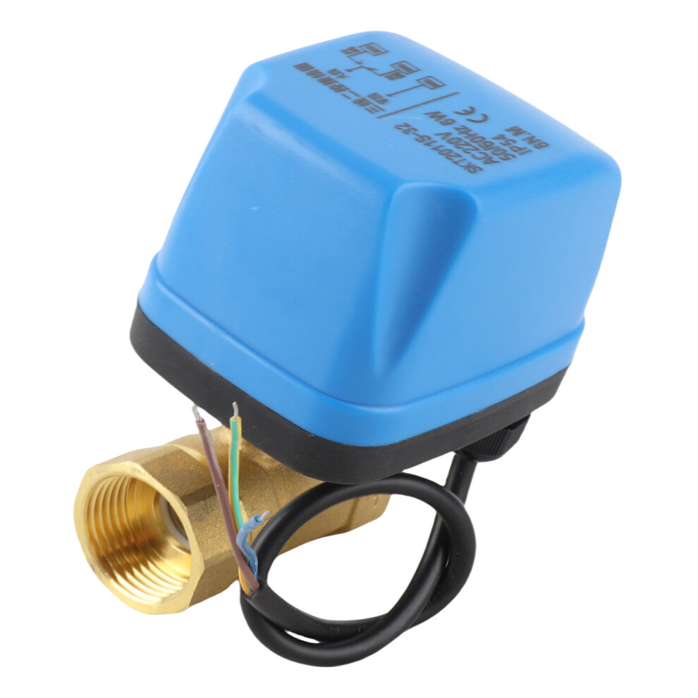 Electric 2-Way Ball Valve 220V Ip54, Brass, 1.6Mpa, G1/2" To G1" Blue 6921379708677