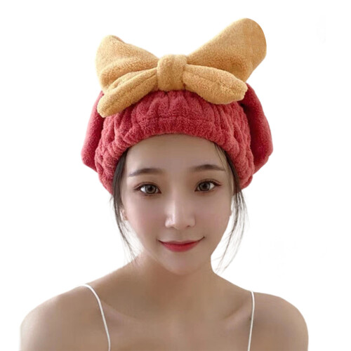 Prinses Strik Microfiber Handdoek Hoed Fit Sneldrogend- Claret