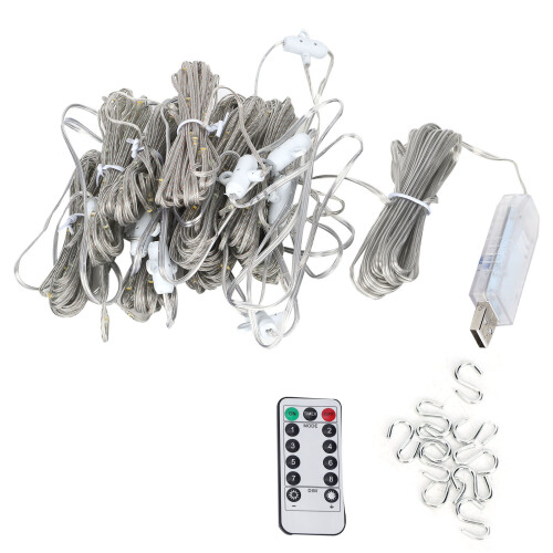 Fog Machine Effects Complement LED Curtain Lights 3M X 3M, Stage Smoke Machine Compatible Waterproof String Lights With Remote And Flexible Copper