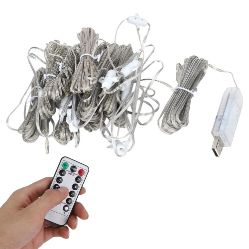 Fog Machine Effects Complement LED Curtain Lights 3M X 3M, Stage Smoke Machine Compatible Waterproof String Lights With Remote And Flexible Copper 1