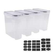 Juego de Contenedores de Almacenamiento de Cereales de 4 Piezas, Contenedores de Almacenamiento de Alimentos HerméTicos PP 2.5L para Cereales,