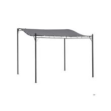 Pergola - MUVOE - Pavillon de jardin - Métal gris - 297x297cm - Protection solaire et pluie légère