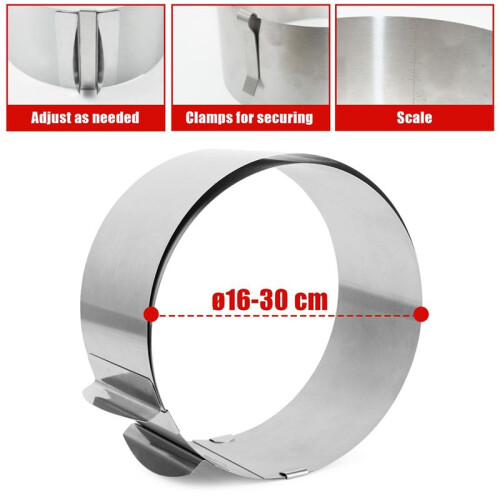 Cake Ring Adjustable Stainless Steel Baking Ring Sturdy Cake Mould Cake Ring, for Mousse Baking Dessert Cake Making 1