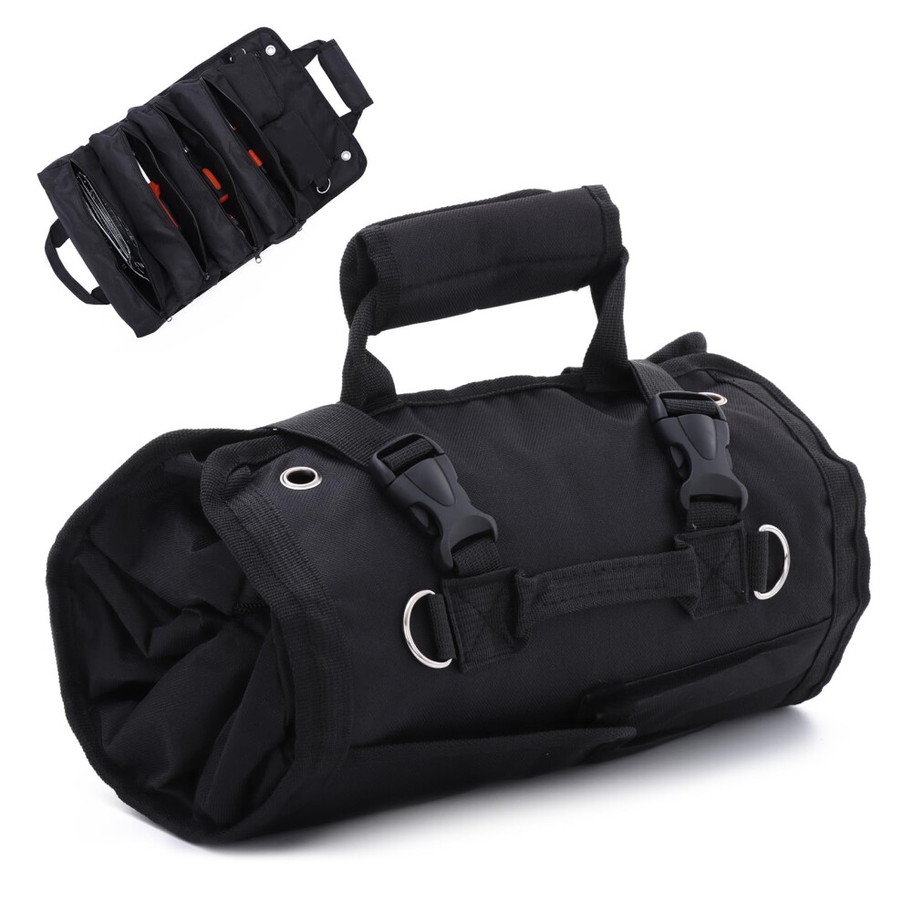 Heavy Duty Tool Roll Bag With Multipocket Storage For Mechanic And Electrician, Black 9094768979723