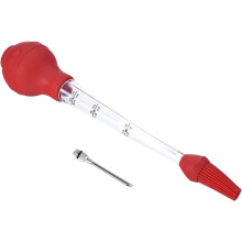 Turkey Baster with Cleaning Brush Long Handle for Roasting BBQ and Kitchen Cooking Red
