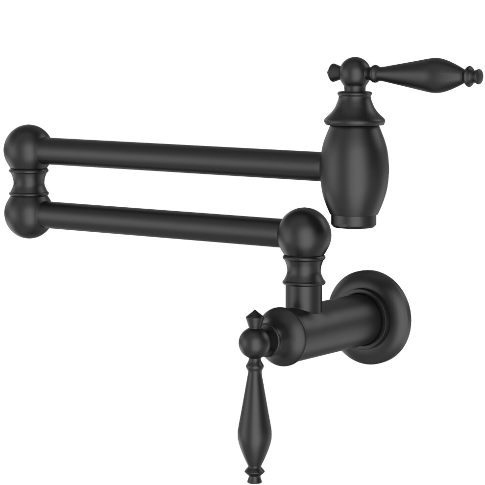 Matte Black Wall Mount Pot Filler Faucet 360 Swing Arm Folding Design For Kitchen Stove 9187378970287