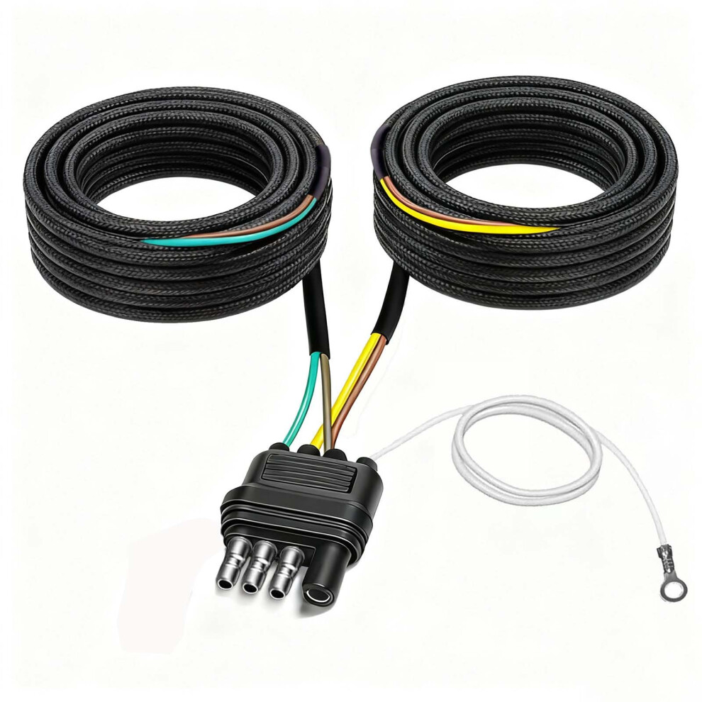 22Ft 4 Pin 5 Wire Trailer Wiring Harness Kit For Boat Trailer Lights, Brake And Turn Signal 9187378970331