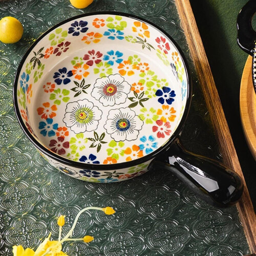 Ceramic Baking Dish Large Capacity Porcelain Casserole with Handle, Oven Dishwasher Microwave Safe 1