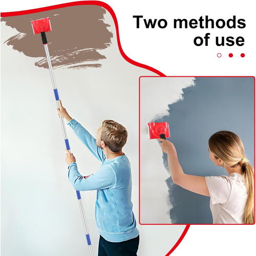 Paint Edger Tool with 6Section Extension Pole – Adjustable Pad for Walls, Ceilings, Trim, Includes 2 Refills 1