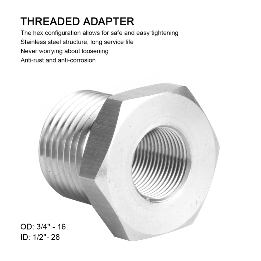 Stainless Steel Oil Filter Adapter 1/2Â28 To 3/4Â16 Fits Many Filters 8301379712948