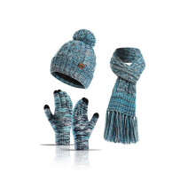 Knitted Scarf Hat Glove Sets for Men and Women 3 in 1 Winter Warm Outdoor Sports Cycling Climbing Hiking Gear
