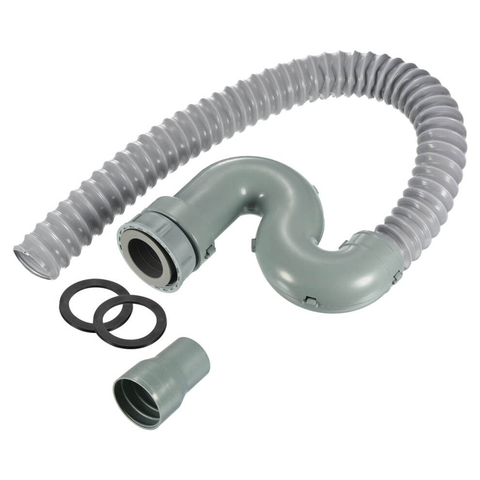 Sink Drain Pipe With Flexible Ptrap, Odor Blocking And Leak Proof For Basin Without Overflow, Grey 9187378970867