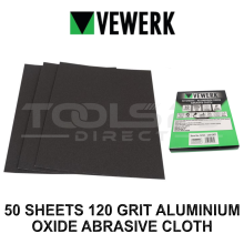 VEWERK 50 Sheet Abrasive Cloth Sheets 120 Grit 230 x 280mm 9218