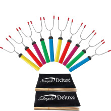 10 Pcs 34 Inch Marshmallow Roasting Sticks with ColorCoded Wood Handles and ChildSafe Tips