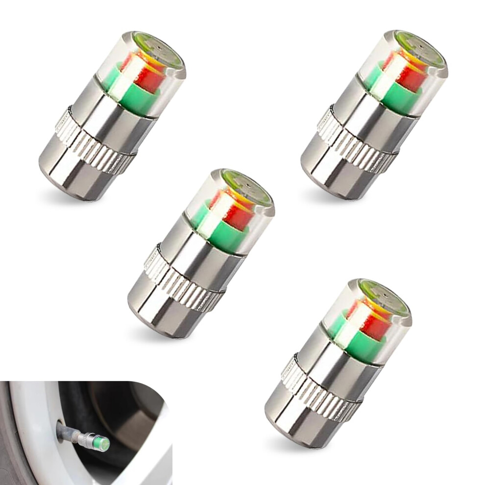 4Pcs Tire Pressure Monitoring Valve Caps With 3 Color Indicator, Copper Core, Waterproof, Universal Fit 9187378971024